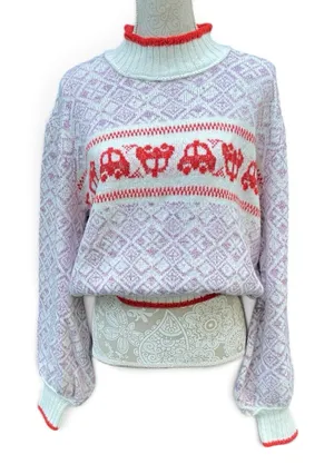 Free People Freya Fair Isle Sweater Large Boho Nordic Ski Lodge Cozy Pullover thumbnail 1