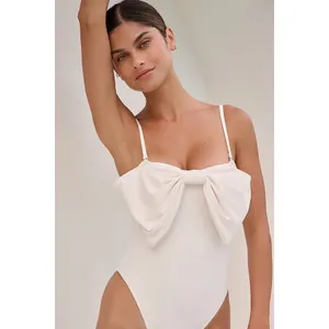 Anthropologie Hutch Dita Bow One-Piece Swimsuit Ivory Cream 1X thumbnail 3