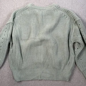 Altar'd State Women's Medium Sage Green Chunky Knit Sweater Cut Out High Low thumbnail 10