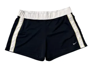 Nike Women’s Navy Athletic Running Shorts – White Stripe – Drawstring Waist thumbnail 1