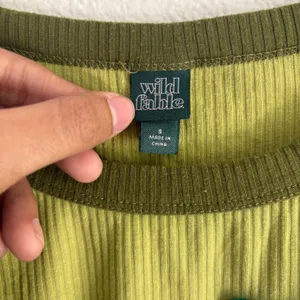 Wild Fable‎ Lime Green Dewey Cannabis Co Patch Ribbed Ringer Crop Baby Tee Small thumbnail 6