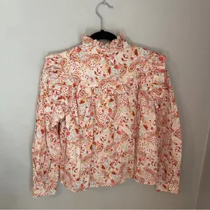 Pinch Floral Paisley Print Ruffle Long Sleeve Blouse Large NWT NEW thumbnail 6