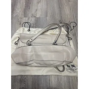 Coach‎ Kristin Off White Leather Flap Shoulder Bag Crossbody Silver Hardware thumbnail 6
