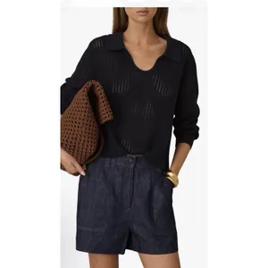 Reiss Ashby Linen Shorts Denim High Waisted Sz 2 NWT $175 thumbnail 4