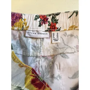 Susan Graver Womens‎ Floral Print Straight Leg Pants White Multicolor Size 10 thumbnail 3