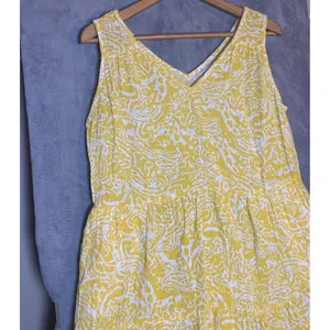 Sonoma Goods for Life Women's Yellow Tiered V-Neck Midi Dress Large‎ Coastal thumbnail 8