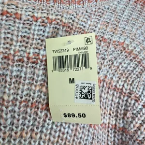 Lucky Brand Sweater Pink Striped Marled Crewneck Knit Chunky Women Medium‎ NWT thumbnail 6