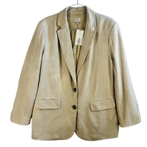 A New Day Linen‎ Blend Oversize Blazer Casual Work Office Career Jacket Beige M thumbnail 1
