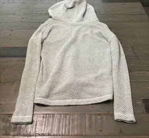 American Eagle Outfitters Women’s XS Knit Hoodie Sweater Gray White Pullover thumbnail 6