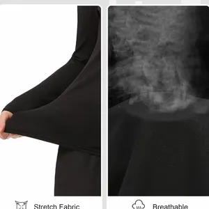 4 Pack Womens Long Sleeve Underscrub Base Layer Tops Scoop Neck Black White NEW thumbnail 7