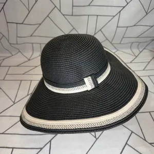 Magid Hats Wide Brim Sun Hat One‎ Size Black Cream Woven Paper Floppy Straw Hat thumbnail 6
