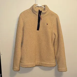 Tommy Hilfiger Beige Fleece Jacket Half Zip Soft Cozy Top thumbnail 2