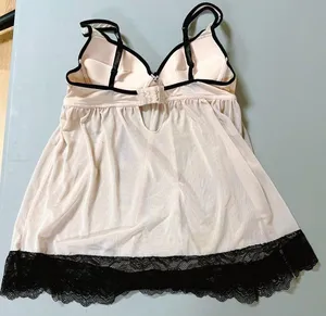 Light Pink Pastel Sheer Floral Lace Babydoll Nightie Nightgown Chemise Dress Bra Lingerie Size M 🖤 thumbnail 3