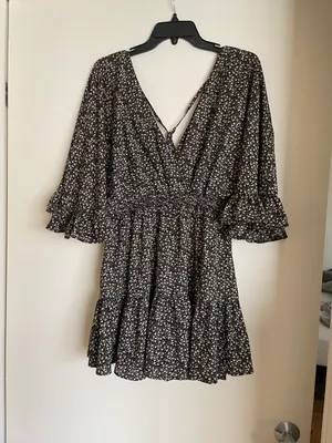 The Clothing Exchange Company | NWOT | Floral Print Chiffon Skort Dress | S | Black | CP9448 thumbnail 5