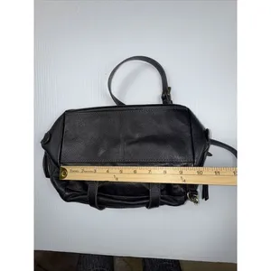 FOSSIL Black Leather Shoulder Bag Purse Crossbody Handbag Wide Zipped‎ Opening thumbnail 10