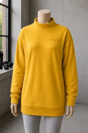 Gymshark Yellow Mock Neck Tunic Hoodie Sweatshirt Size Small thumbnail 1