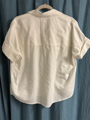 Madewell Off White Short-Sleeve Button-Down Shirt Size Small thumbnail 3