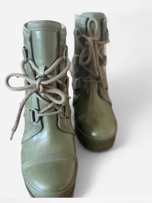 SOREL Joan Rain Wedge Boots Olive Green NL2442-383 Waterproof Women’s 9.5 thumbnail 8