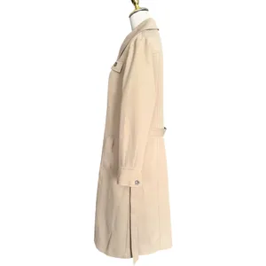Vintage 70s Tan Beige Longline Belted‎ Trench Coat Duster Jacket Womens thumbnail 9