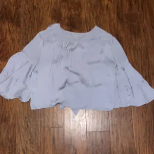 Women’s Lauren Conrad Blue Flared Sleeve Button Down Blouse business casual thumbnail 3
