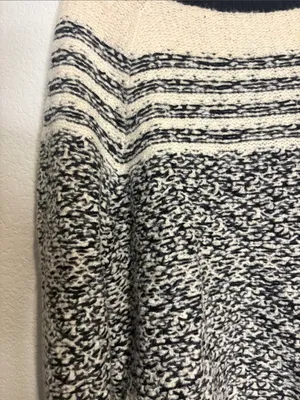 Lou and grey xl wool blend Black and Cream Marled Stripe Pullover Sweater thumbnail 4