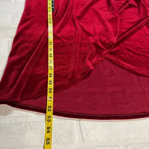 Chelsea 28 Dress XL Burgundy Red‎ Velvet Faux Wrap Maxi Holiday Dress Hi Low thumbnail 3