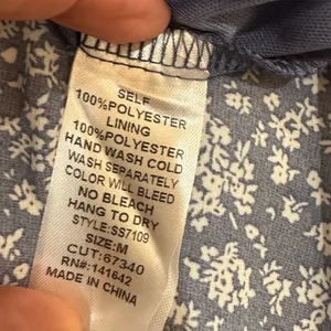 She + Sky Blue and White Boho Preppy V-Neck Flutter Sleeve Sundress Size Medium thumbnail 13