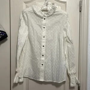 Coach Broderie Anglaise Lace Long Sleeve Cottagecore Minimalist Coquette Regency thumbnail 3