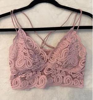 PINK Victoria's Secret Lace Bralette Womens Small Dusty Rose Strappy Back Pink thumbnail 1