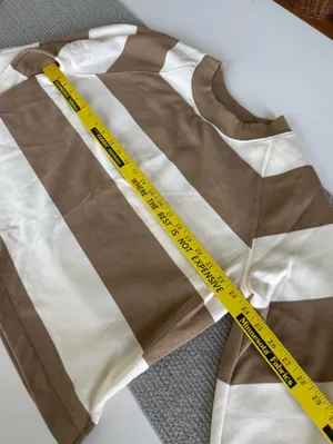 Old Navy Tan Ivory Cream Wide Striped Cropped Crewneck Sweatshirt Size Small thumbnail 7