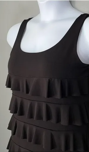 Dark Black Maxi Dress Size S M Sleeveless Tiered Ruffle Whimsigoth Romantic Fair thumbnail 1