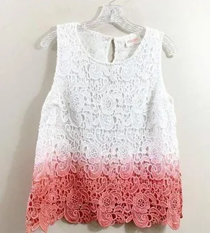 Moon Crochet Overlay Sleeveless Ombre Top thumbnail 1