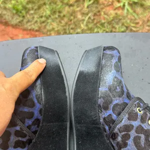 Nicole Wedge Oxfords Women Size 8M Black Blue Leopard Print Lace Up Shoes thumbnail 9