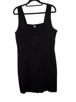 Old Navy Square Neck Linen-Blend Mini Dress Black Size Large thumbnail 7