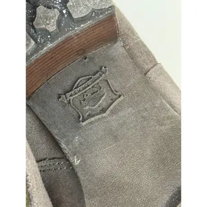Frye Suede Ankle Boots Women 8M Gray Leather Buckle Strap Moto Block Heel thumbnail 6