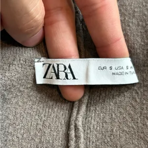 ZARA Knit Wide Leg Pants Brown Fleece Textured Ribbed Hem Pull-On Lounge Small thumbnail 2
