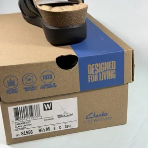 Clarks Size-8.5M Womens Calenne Lily Black Leather Casual Sandals Shoes‎ thumbnail 3