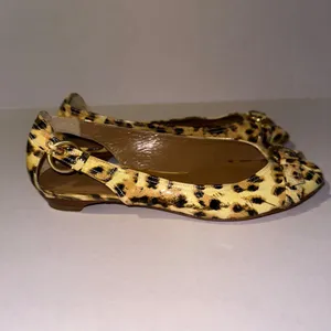 Stuart Wietzman Leather Animal Print Peep Toe Slip On‎ Flats Shoes Womens 7.5 M thumbnail 2
