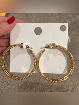 Zara Gold Crystal-Trim Hoop Earrings thumbnail 3