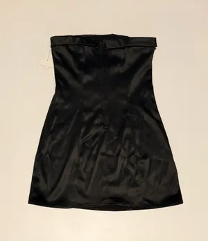 Altar'd State Strapless Black Silk Mini Dress thumbnail 3