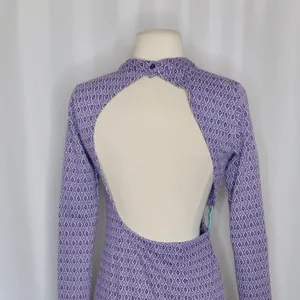 ZARA Lilac Jacquard Open Back Mini Dress Heart Detail Retro Knit Purple Small thumbnail 10