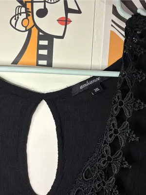 Ambiance Black Crochet Lace Boho Romper Size 3XL thumbnail 2