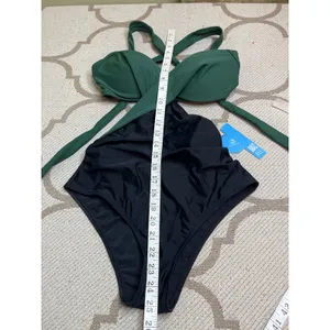 NWT Cupshe Colorblock Cutout One-Piece Black and Green Swimsuit, SIZE Small thumbnail 7