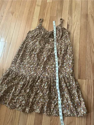 Old Navy Brown Ditsy Floral Babydoll Mini Dress Small Tall Cottagecore Romantic thumbnail 5