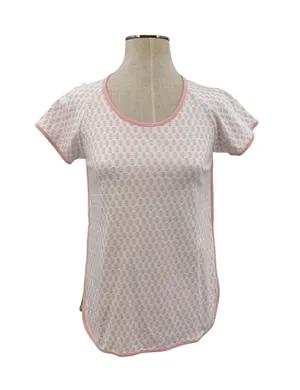 LAKE Pajamas Pima Cotton Floral Block Print Short Sleeve Pajama Top Pink XXS thumbnail 1