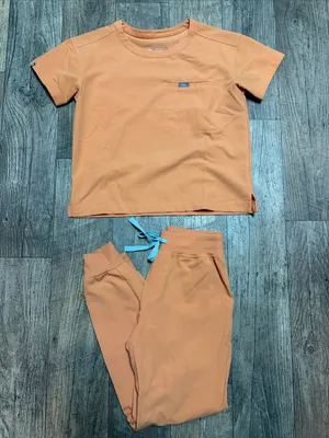 Figs Two Piece Shaka Orange Top & Jogger Set thumbnail 1