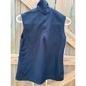 Vintage‎ Mock Neck Top Ribbed Sleeveless Navy Blue Back Zip thumbnail 4