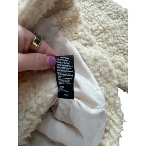 Free People Cream Teddy Faux Shearling Button Front Jacket Womens Medium thumbnail 5