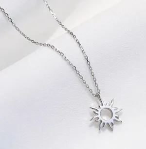 925 Silver Plated Sun Pendant Necklace for Women thumbnail 2