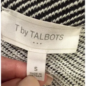 T By Talbots Full Zip Sleeveless Vest Black Striped Cotton Blend Size Small thumbnail 5